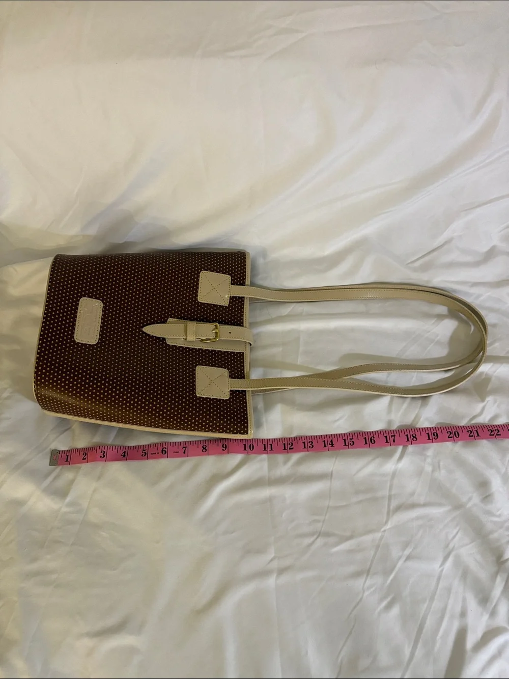 Dooney & Bourke Vintage 1990’s Cabriolet Leather Tote Brown Cream Trim EUC